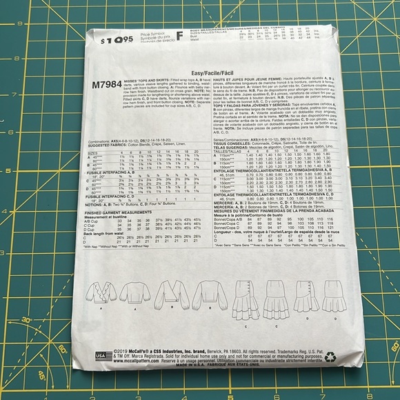 McCall Sewing Pattern - Top and Skirt M7984 - Picture 2 of 10
